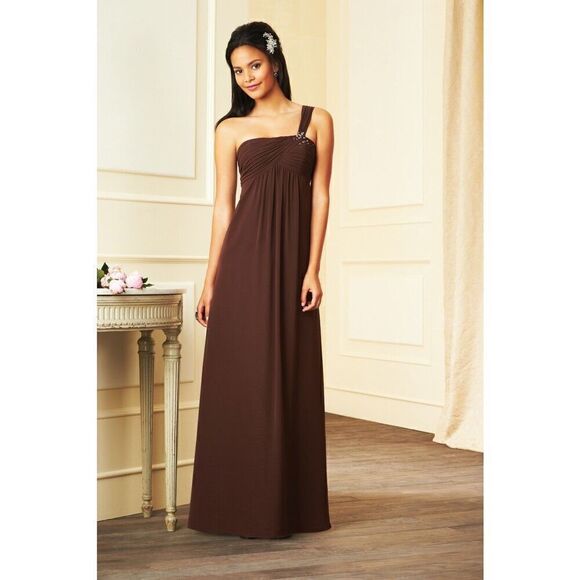 Alfred Angelo Women's Brown Beaded Sequins One Shoulder Bridesmaid Dress Size 16 - Picture 1 of 7